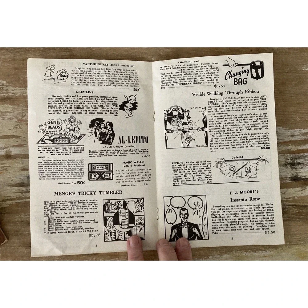 Vintage booklets Tricks w/ Thumb Tip Patter for Magic Tricks E-Z catalog 1950's
